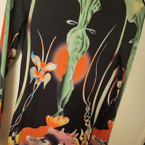 Colorful Abstract Print Long Sleeve Maxi Dress - Picture 5 of 6